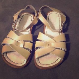 Salt water sandals gold size 1